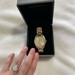 Woman’s Emporio Armani gold watch. Like new with tags!